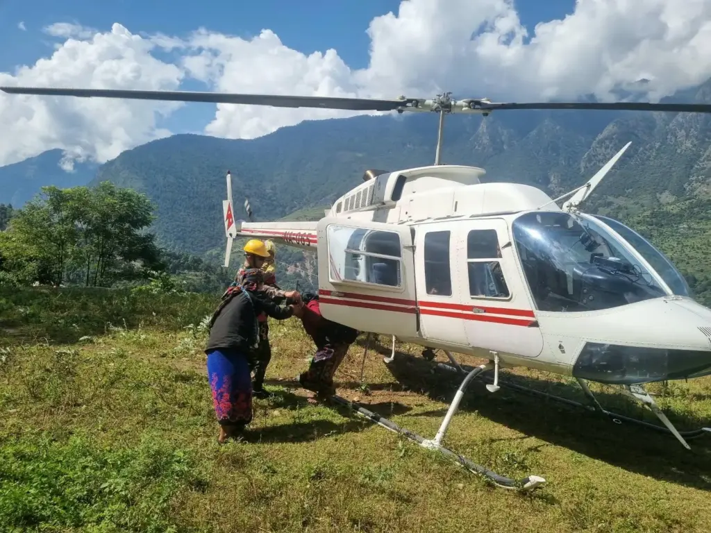 In this photo provided by the Nepal Army, residents affected...