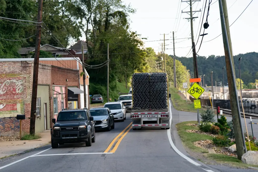 PVC pipe is transported on a truck from the IPEX...