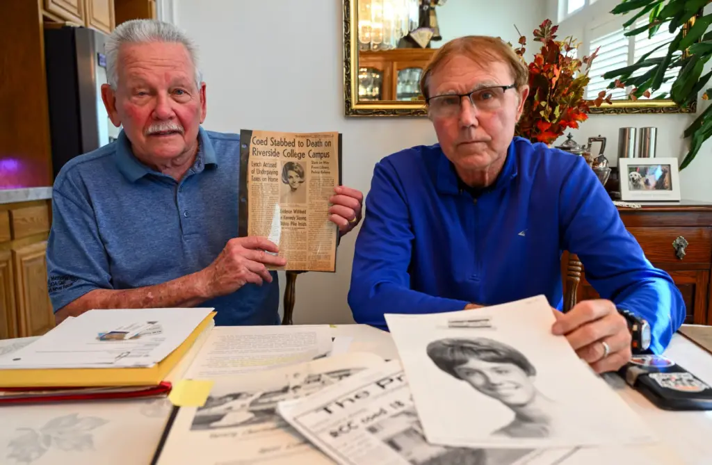 Ken Welty, left, and Michael Bates, in Welty’s Cypress home,...