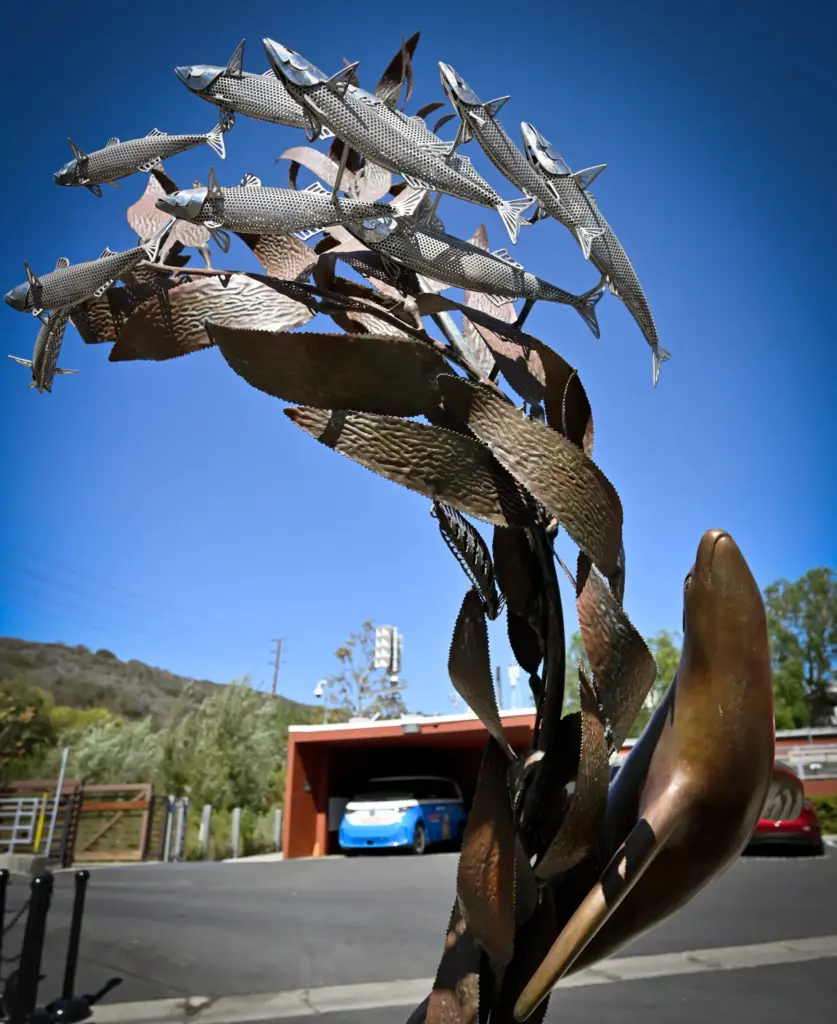 A metal sculpture was donated to the Pacific Marine Mammal...