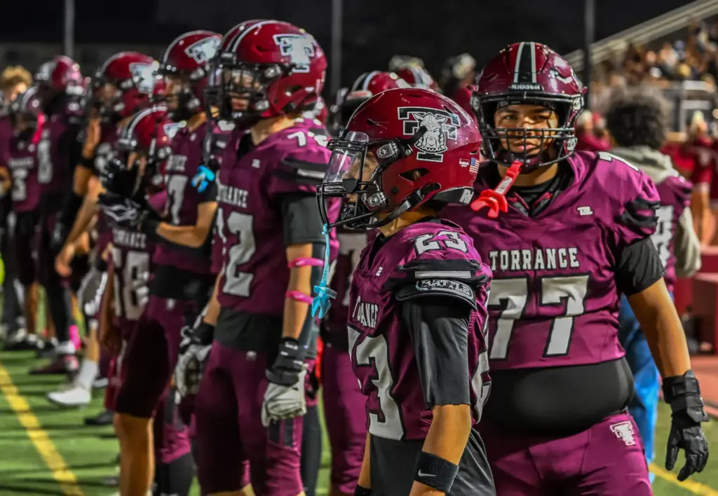 Torrance High’s sideline during the Tartars’ game against El Segundo...