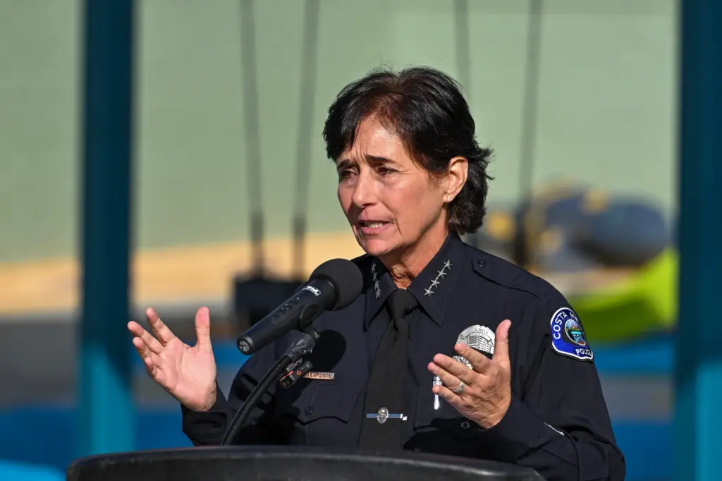 Costa Mesa Police Chief Joyce LaPointe during a ceremony to...