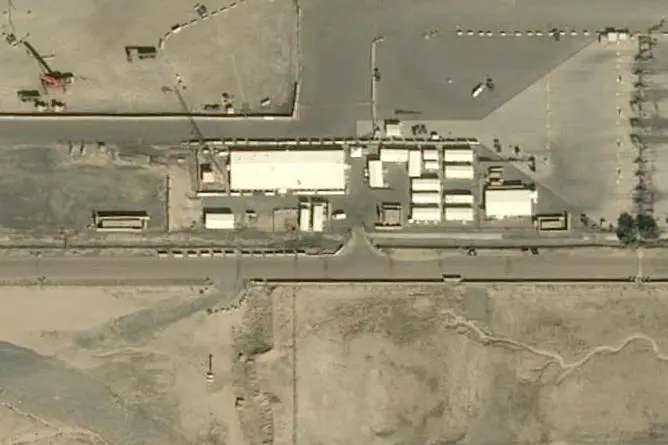 This satellite image shows a U.S. tactical operations center near...