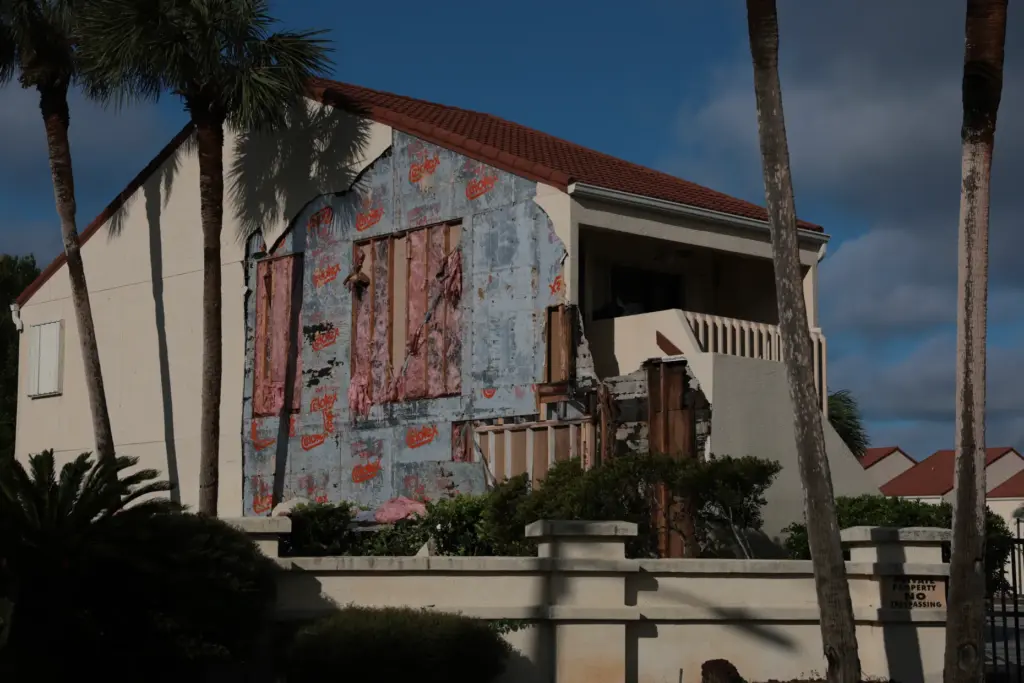 Hurricane Isaias tore the siding off a home as it...
