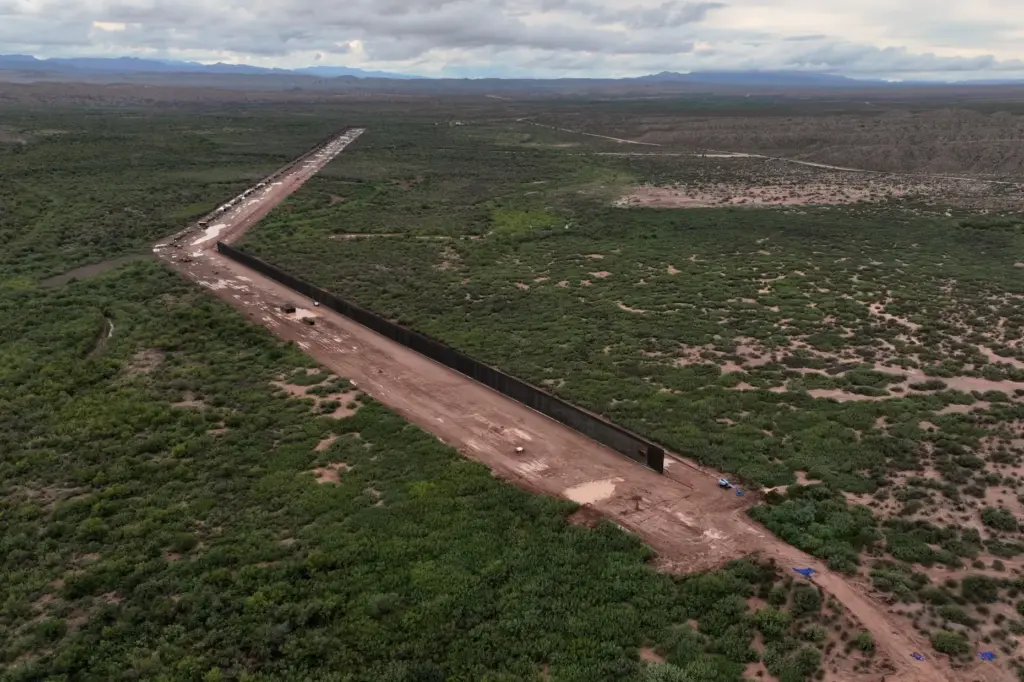 A portion of border wall is under construction in the Big Bend region.