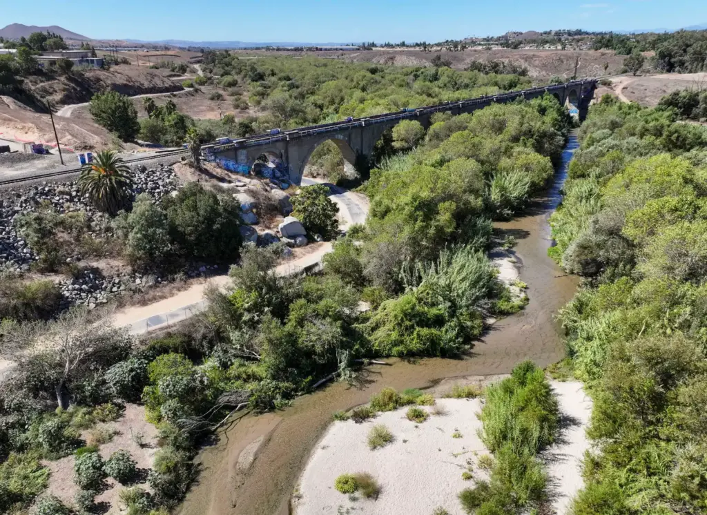 The Santa Ana River flows past Martha McLean/Anza Narrows Regional...
