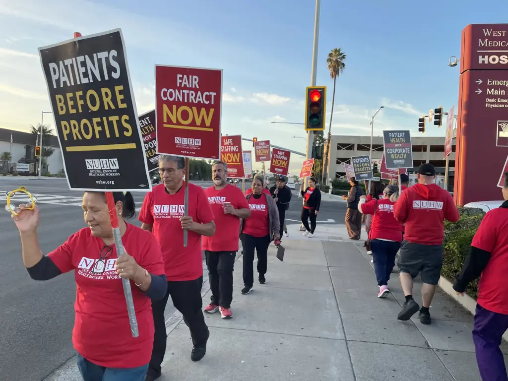 Above, the union representing 287 nurses at the West Anaheim...