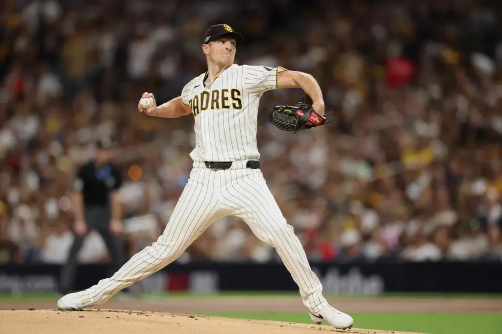 San Diego Padres starting pitcher Nick Pivetta throws to the...
