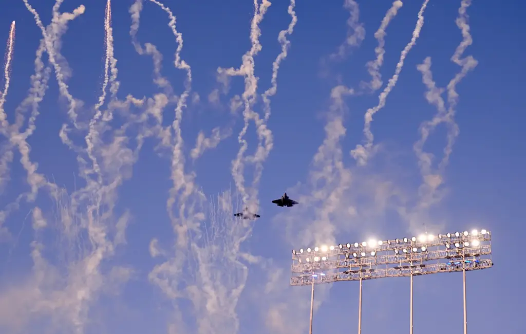 A pair of U.S. Air force F-35 fighter jets do...