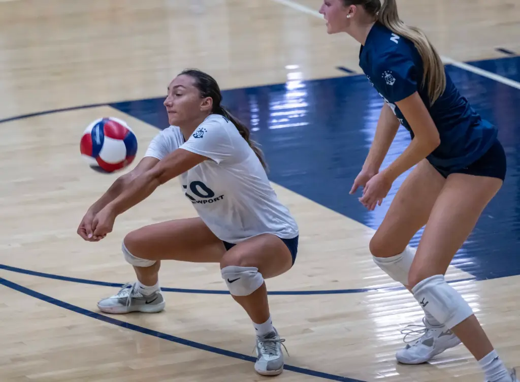 Newport Harborâs Natalie Wells (10) digs the ball during a...