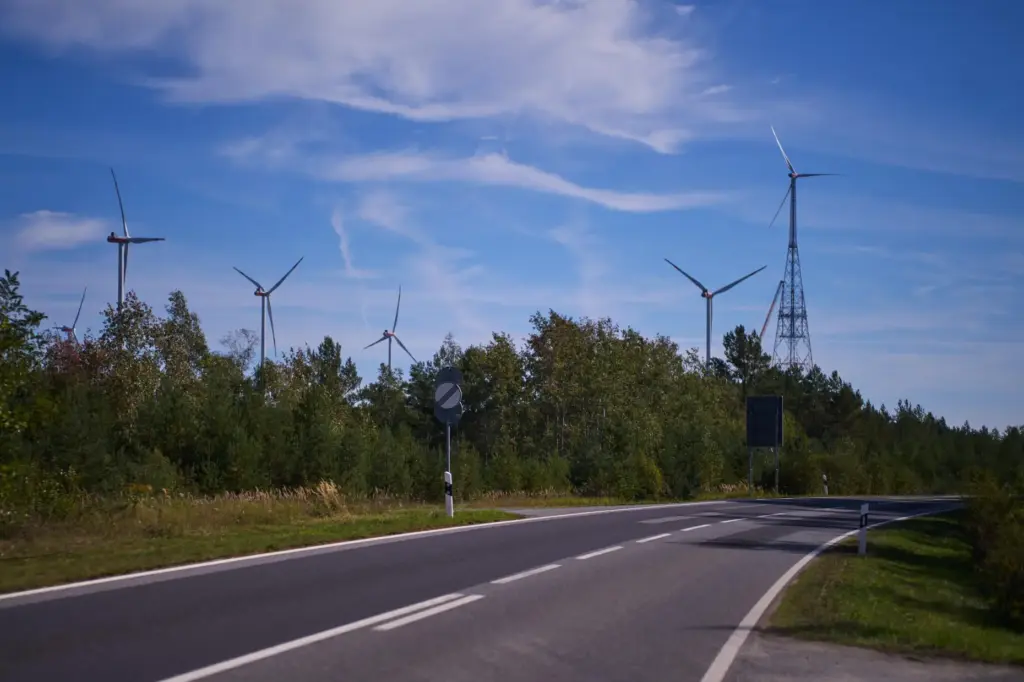 A newly constructed wind turbine stands in Schipkau, Germany.
