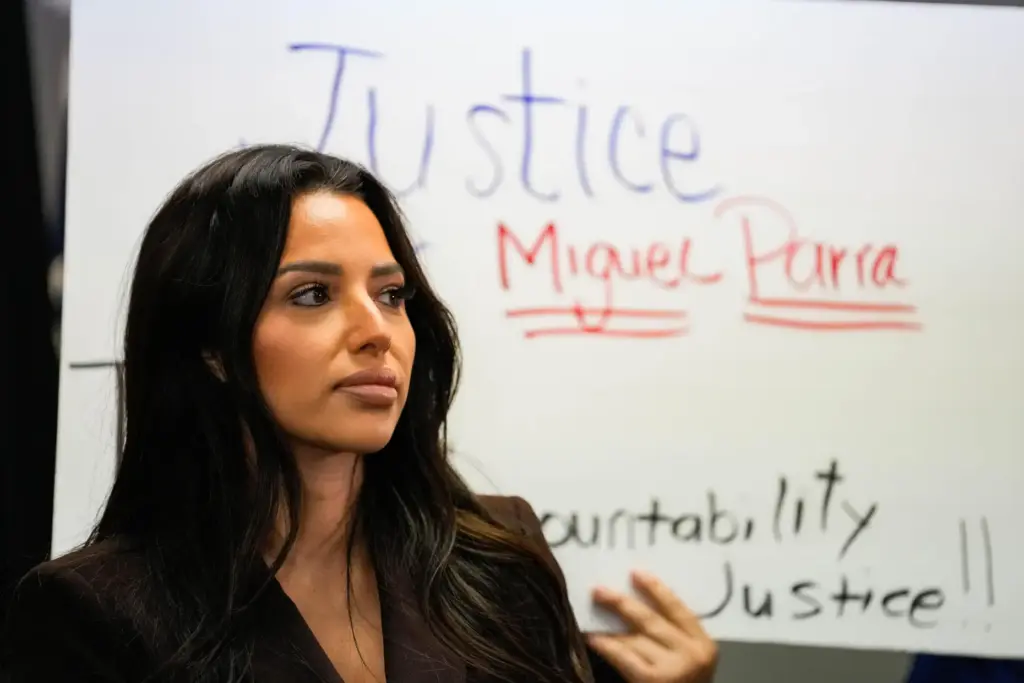 Attorney Kim Bruno is photographed during a news conference at...