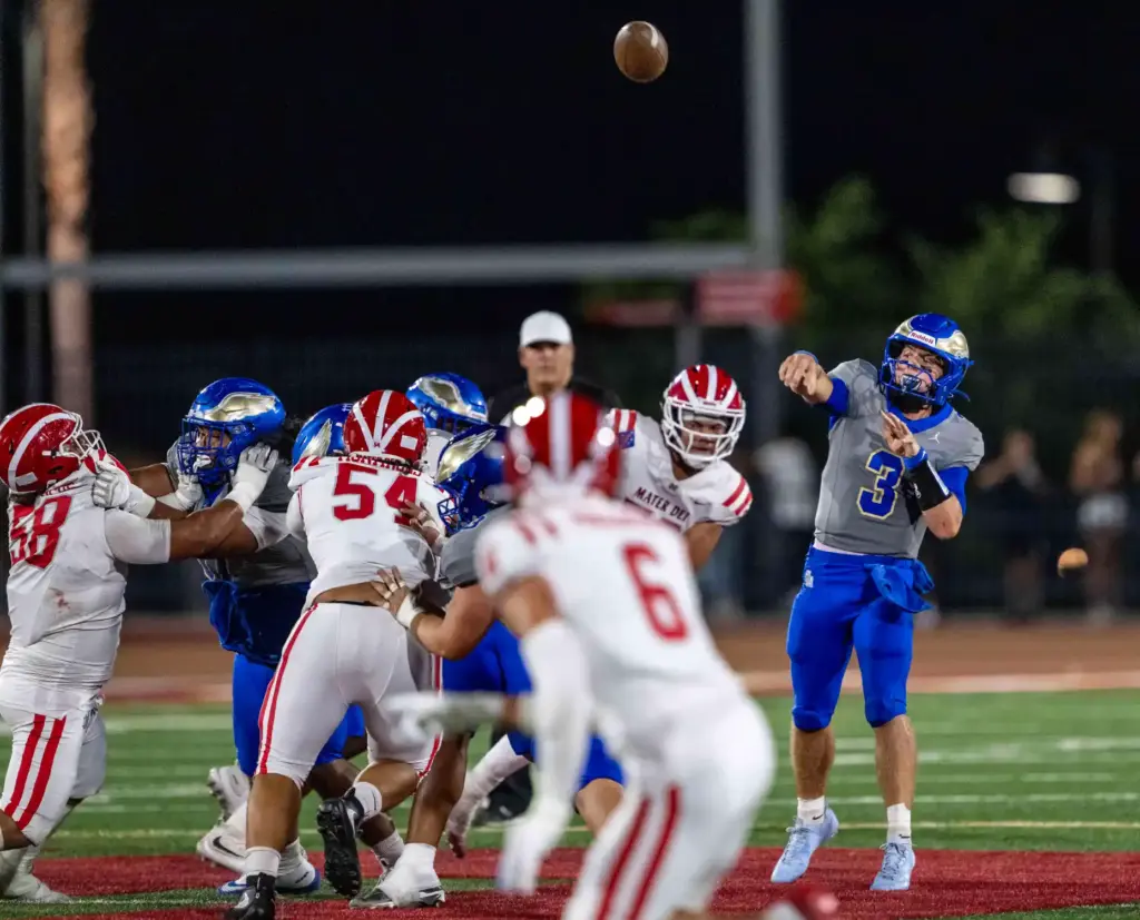 Santa Margarita quarterback Fletch Palmer (3) throws the ball during...
