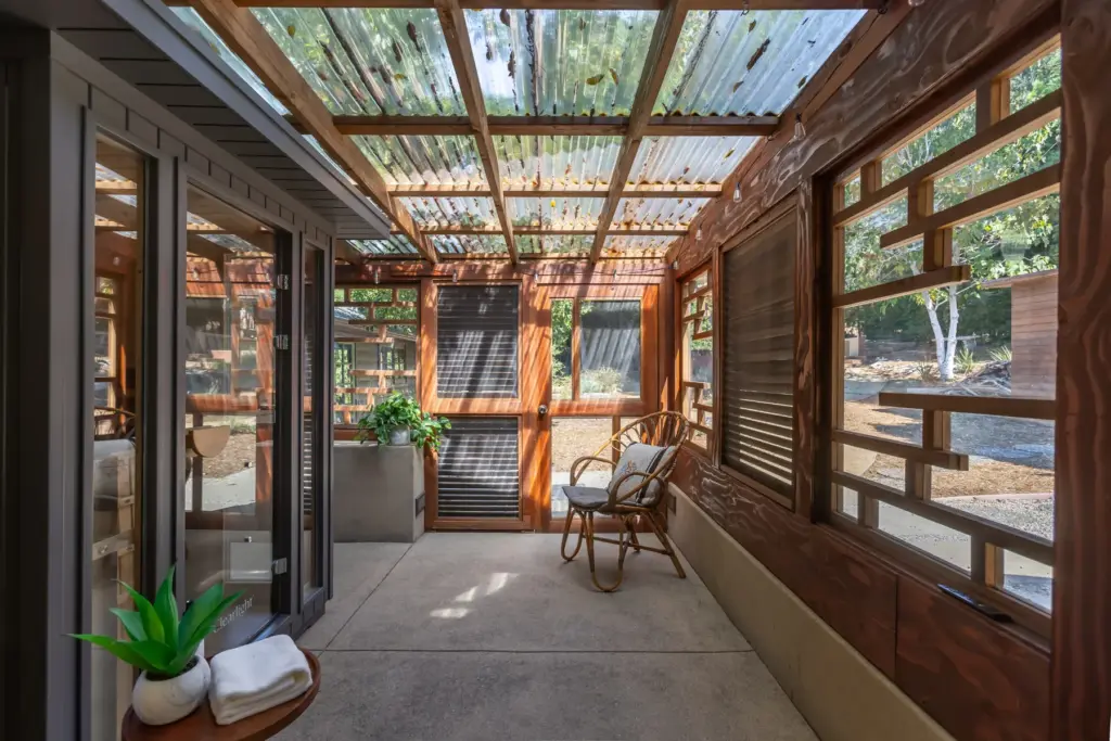 The sunroom with a sauna. (Photo by Hillary Campbell)