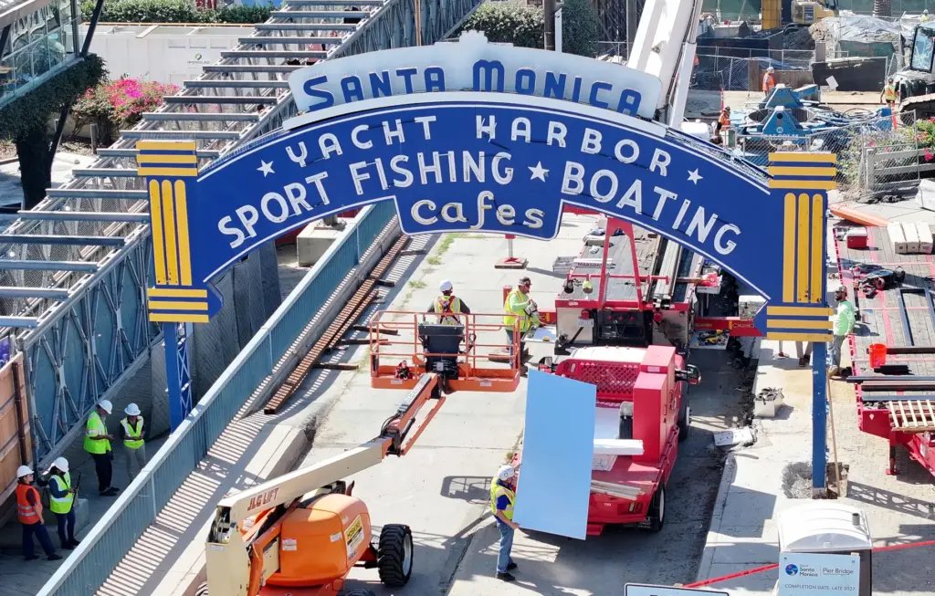 Work on the landmark Santa Monica Pier sign began today...
