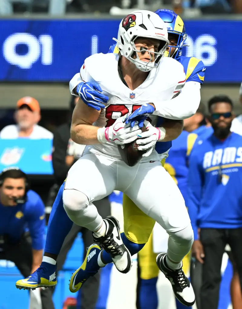 Arizona Cardinals tight end Trey McBride (85) makes the catch...