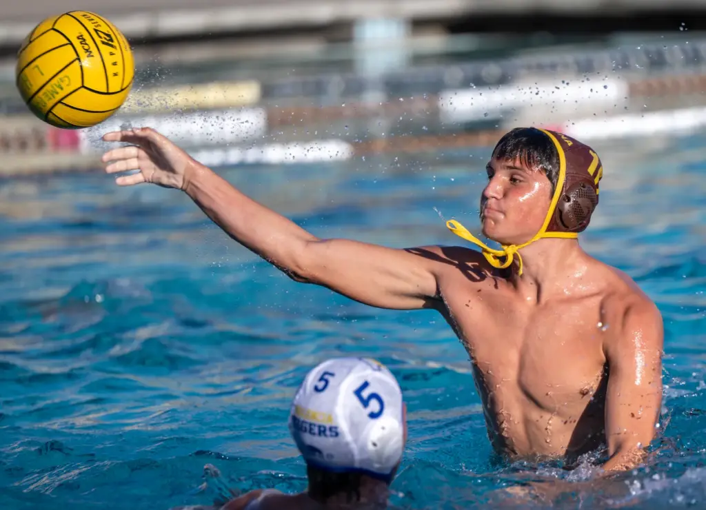 Laguna Hillsâ Will Barney shoots on goal during a nonleague...