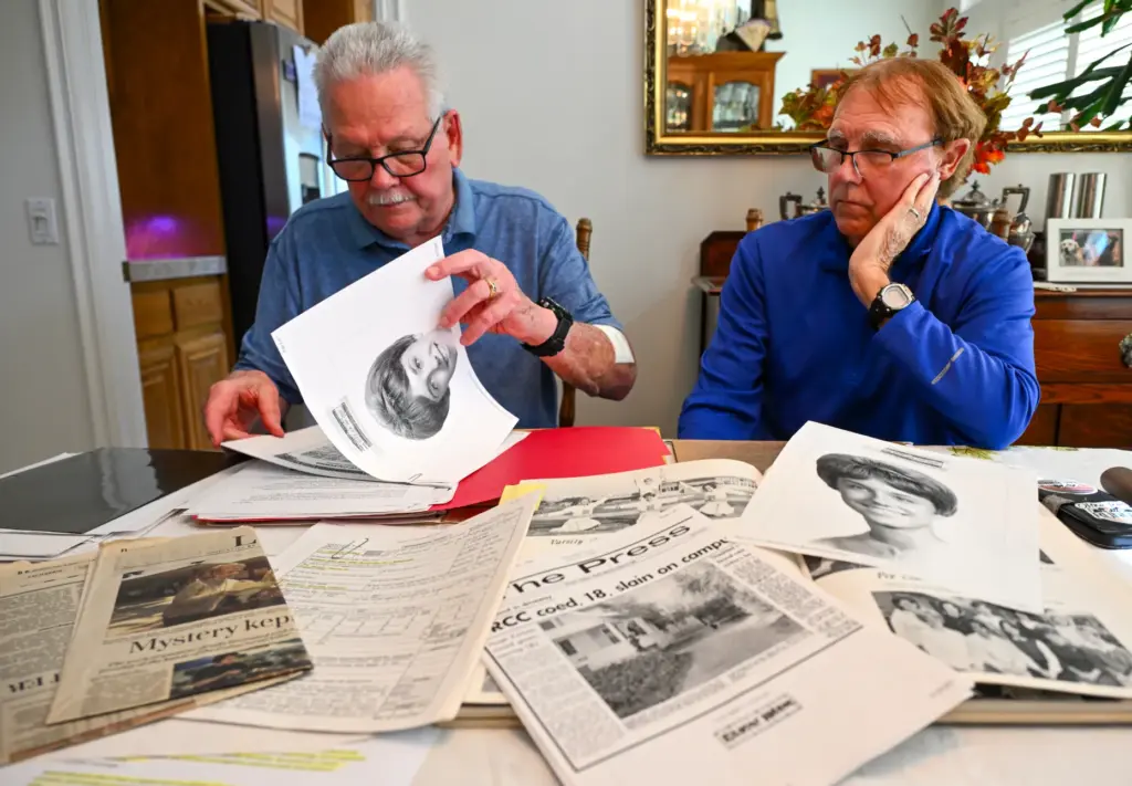 Ken Welty, left, and Michael Bates talk about the 60th...