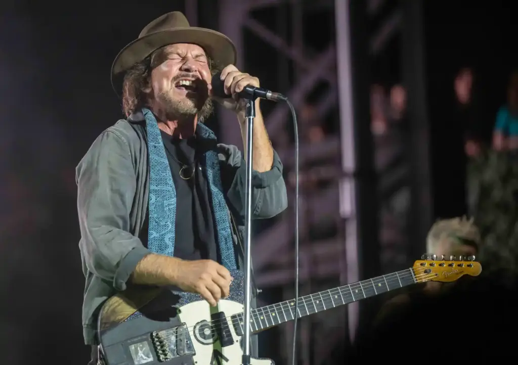 Eddie Vedder performs a surprise set with Pearl Jam on...
