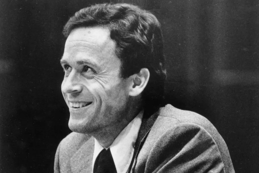 FILE – Ted Bundy smiles during the second day of...