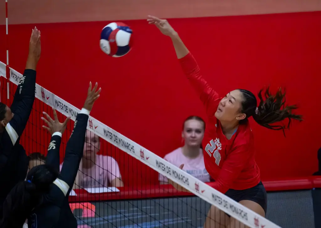 Mater Dei’s Jimin Seung goes for a kill against Santa...