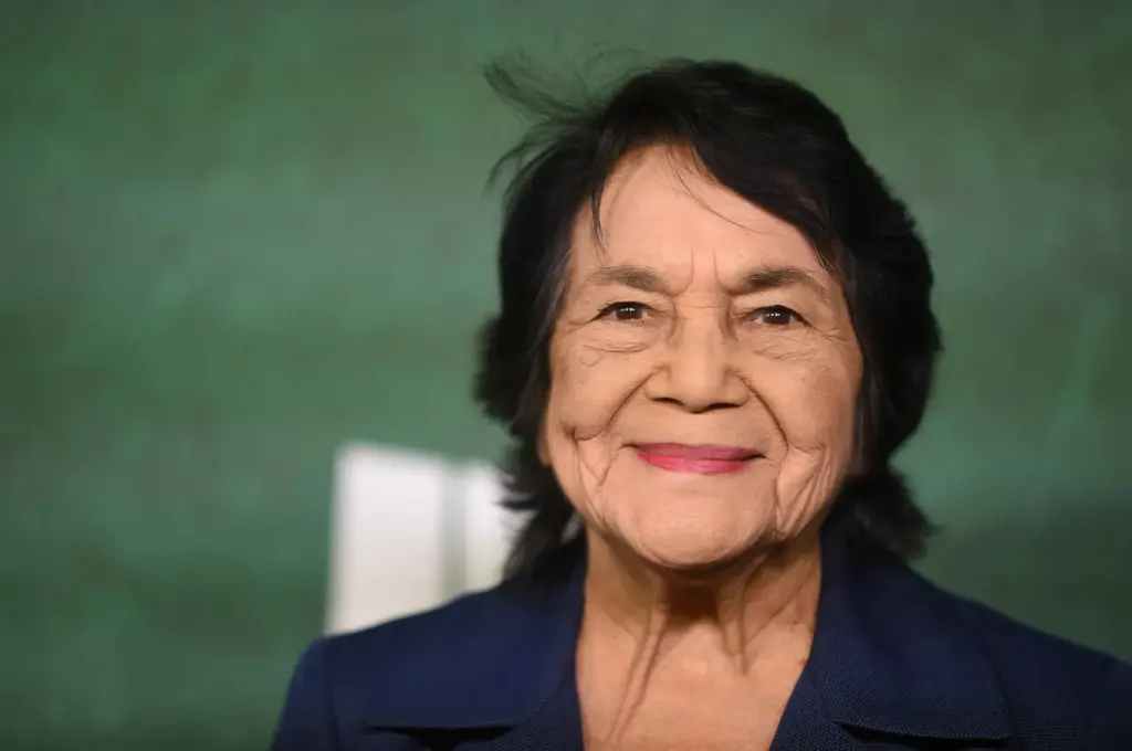 Dolores Huerta arrives at the premiere of “Radical” on Monday,...