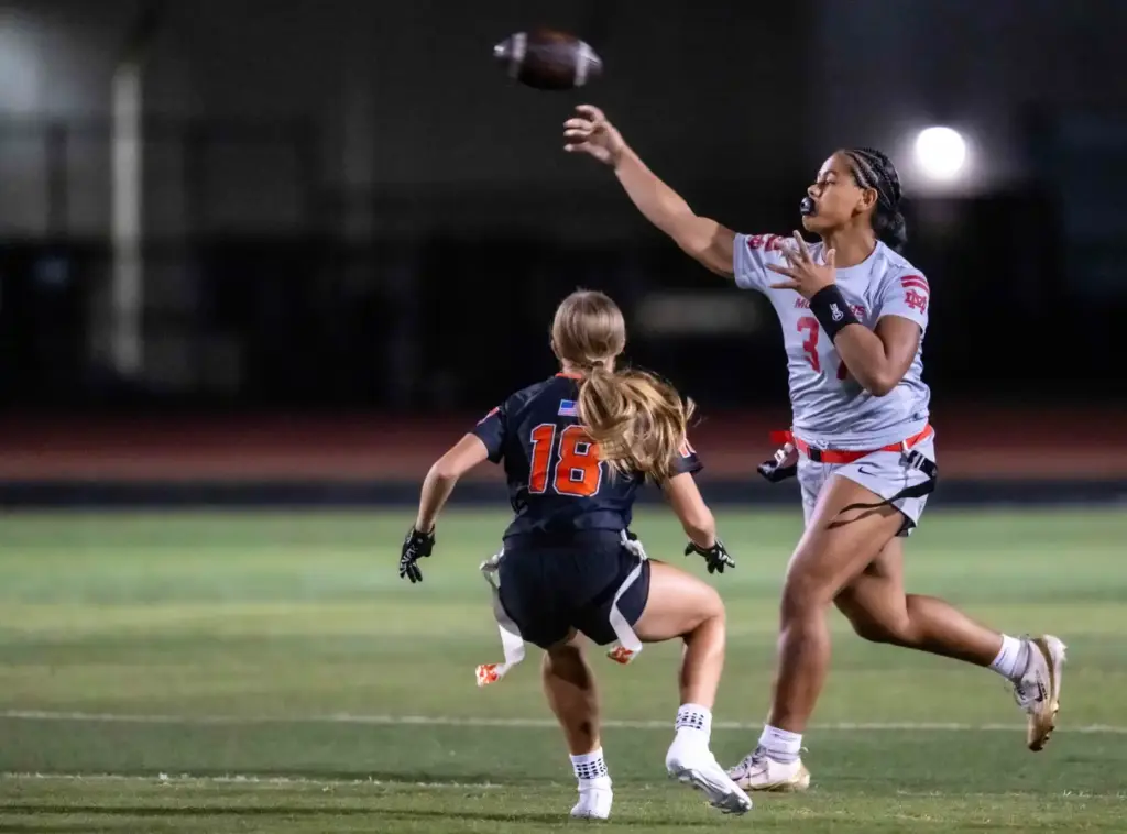Mater Dei quarterback Tymane Allen (37) throws the ball during...