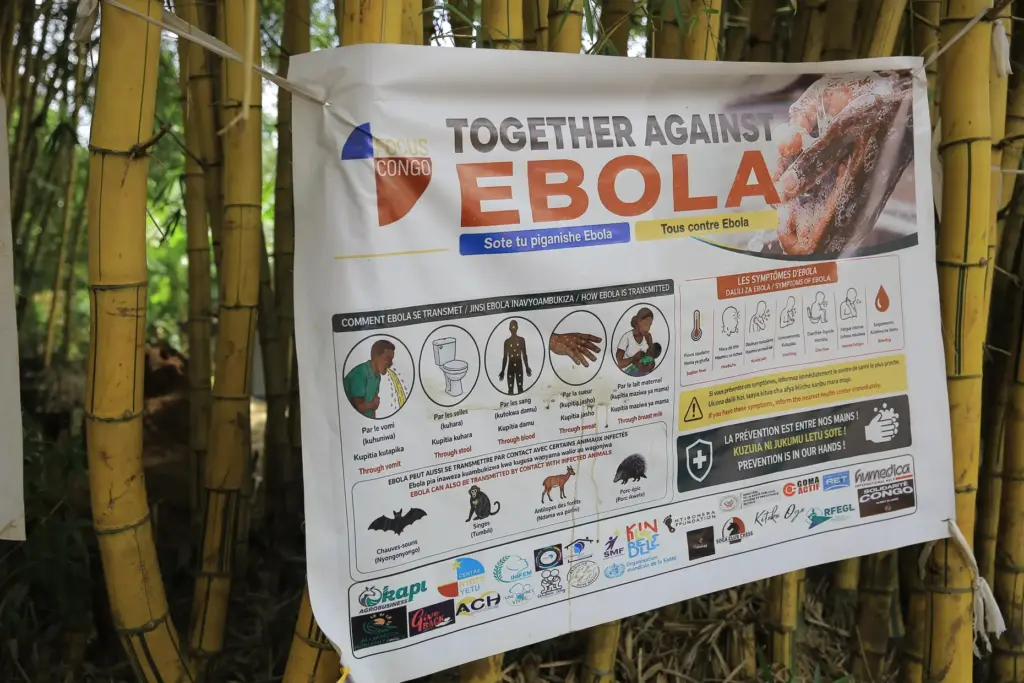 A banner raising awareness against Ebola virus in Beni Territory...