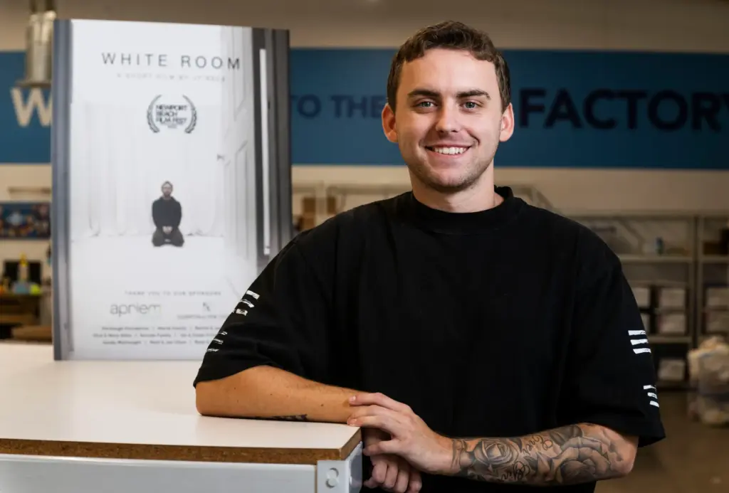JT Rees, 24, at the Jessie Rees Foundation in Irvine...