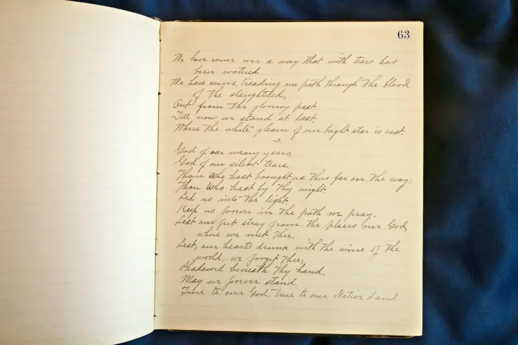 The handwritten manuscript for, “Lift Ev’ry Voice and Sing,” originally...