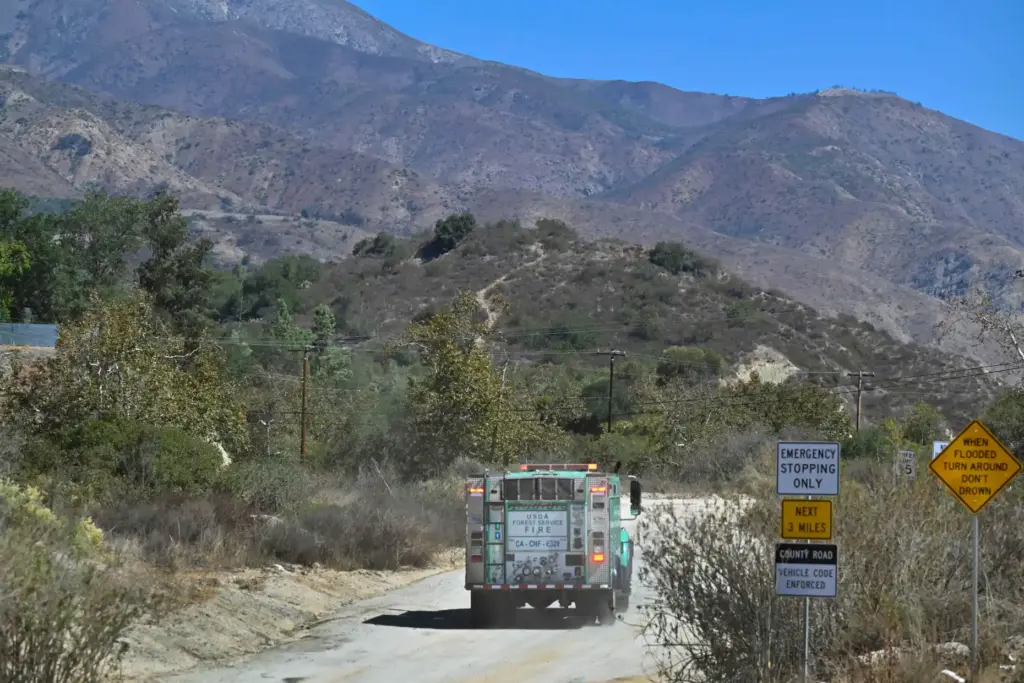 A USDA Forest Service Fire truck responds to a report...