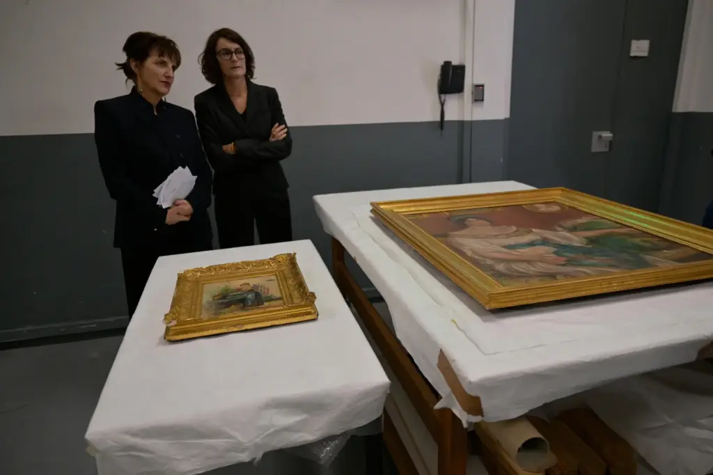 Recovered paintings stolen from the Renoir Museum