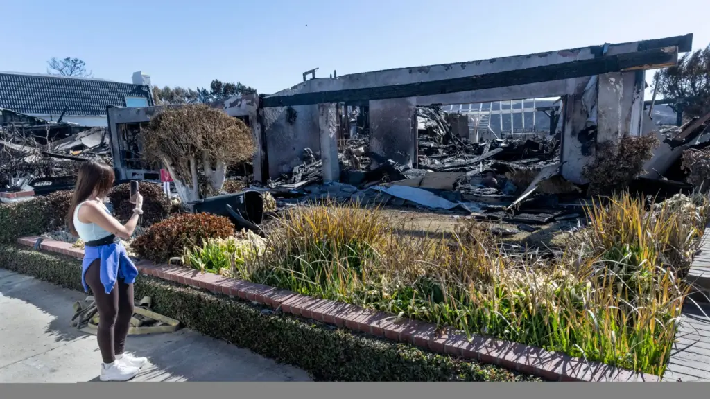 Alissa Malara, who lives near these burned-out houses, takes photos...