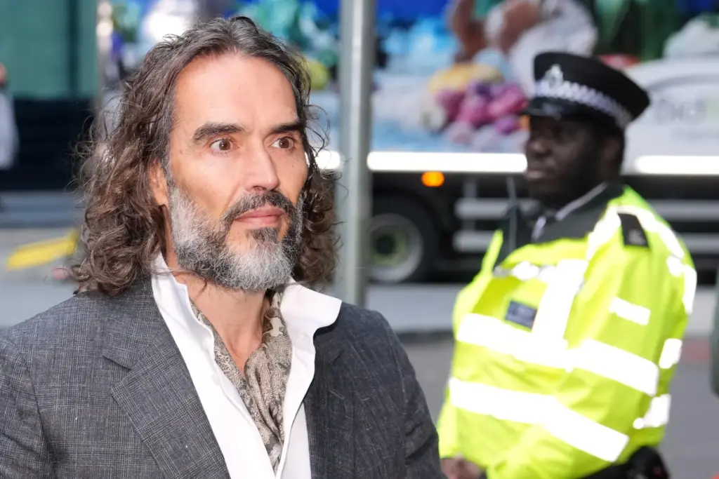Comedian and actor Russell Brand arrives at Southwark Crown Court.