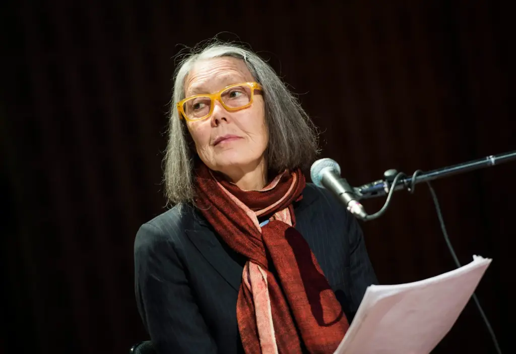 Canadian poet Anne Carson, winner of the 2026 Nobel Prize in Literature, performs her work 