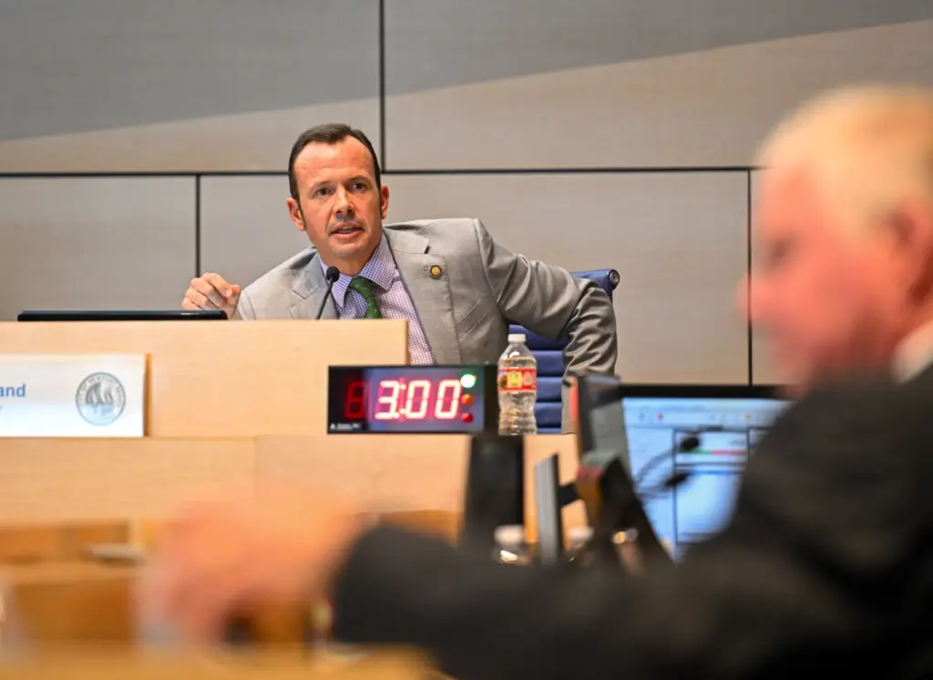 Newport Beach Councilman Erik Weigand during a study session on...