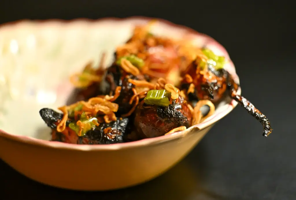 Charred Beets; fresh wasabi, crÃ¨me fraÃ®che, fried shallots toasted and...
