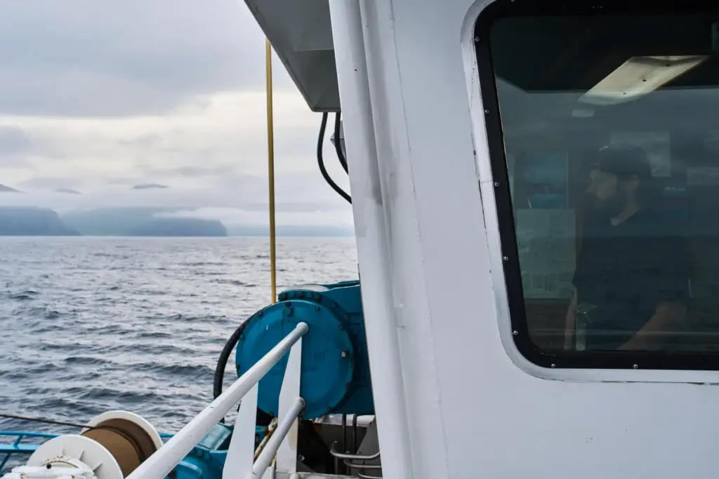 Maverick Blake, captain of the F/V Progress, looks out from...