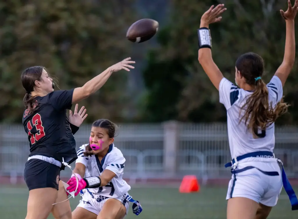 JSerra quarterback Kate Meier (13) throws the ball during a...