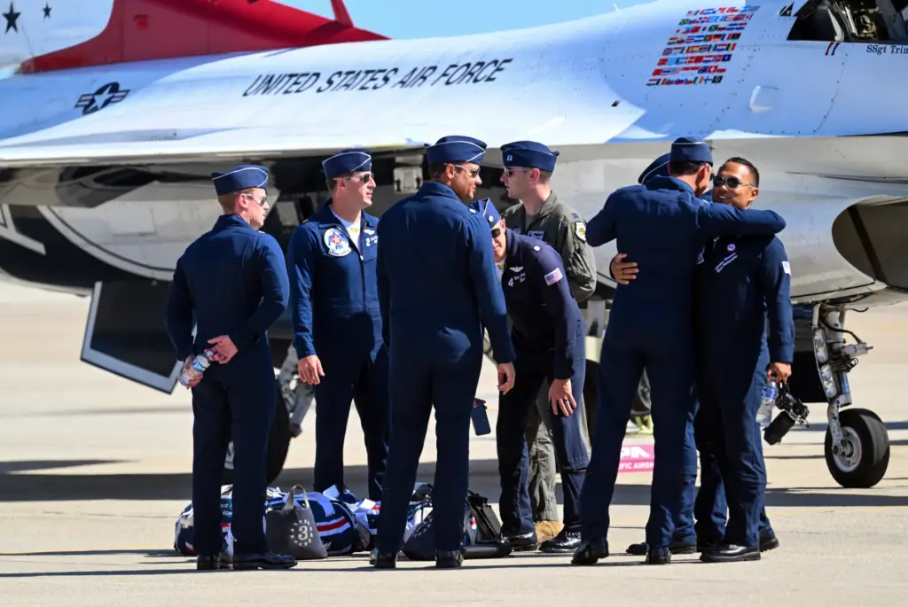 The United States Air Force Thunderbirds arrive at the Los...