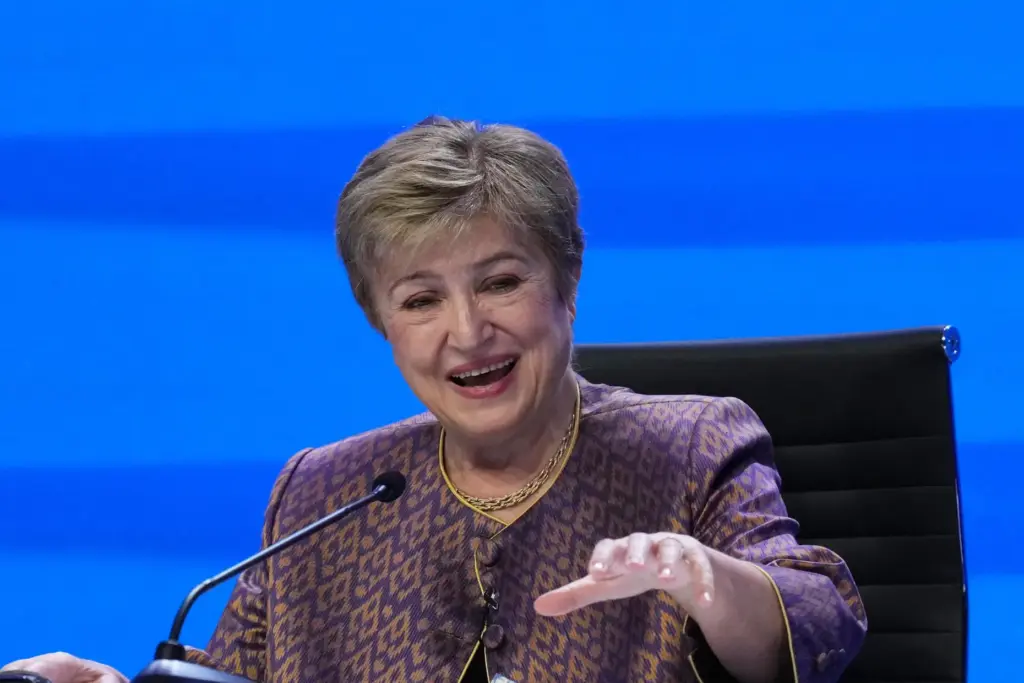 International Monetary Fund (IMF) Managing Director Kristalina Georgieva speaks at...