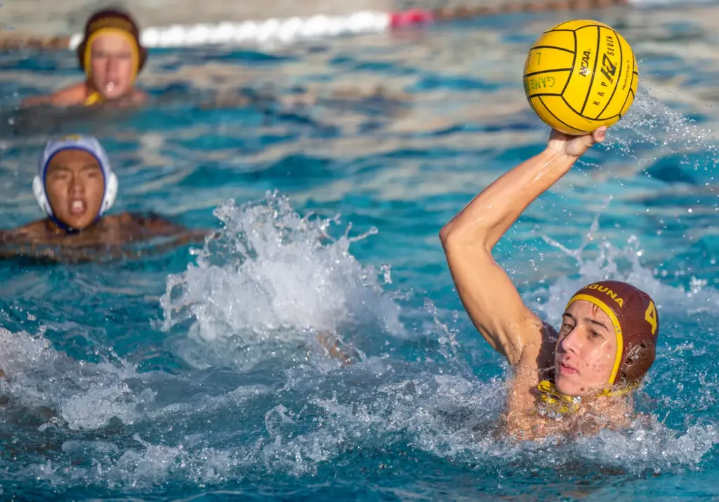 Laguna Hillsâ Tai Mahoney shoots and scores during a nonleague...