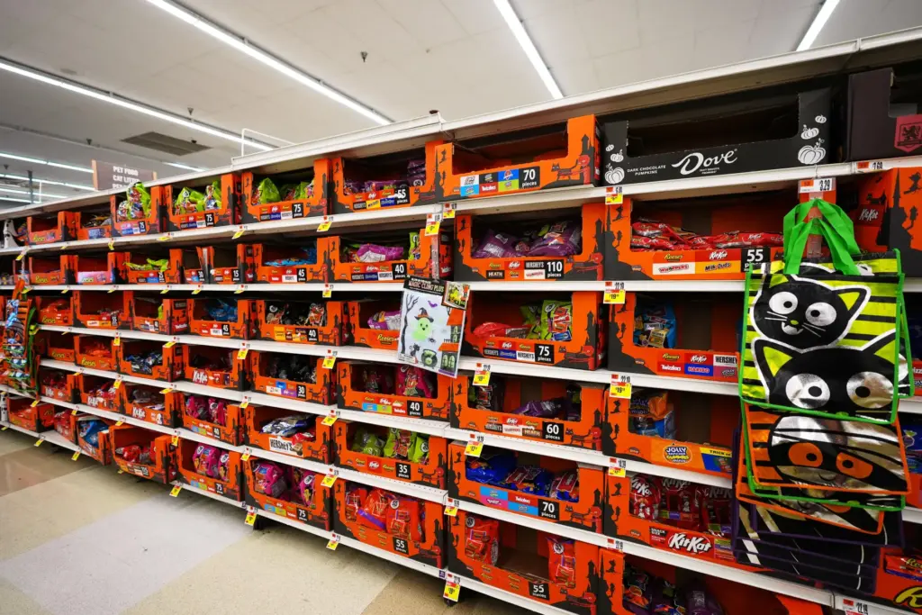 Halloween candy is displayed for sale at a Giant grocery...