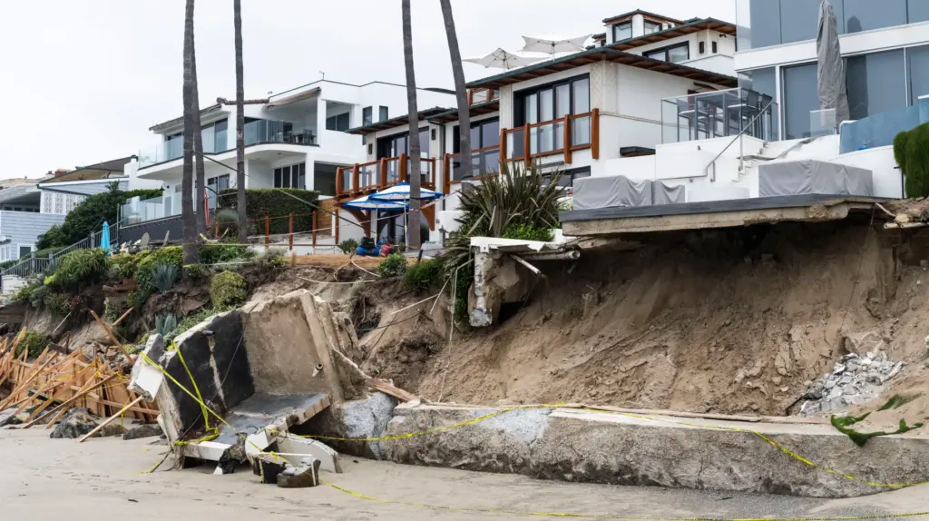 Several homes are yellow-tagged at Victoria Beach in Laguna Beach...