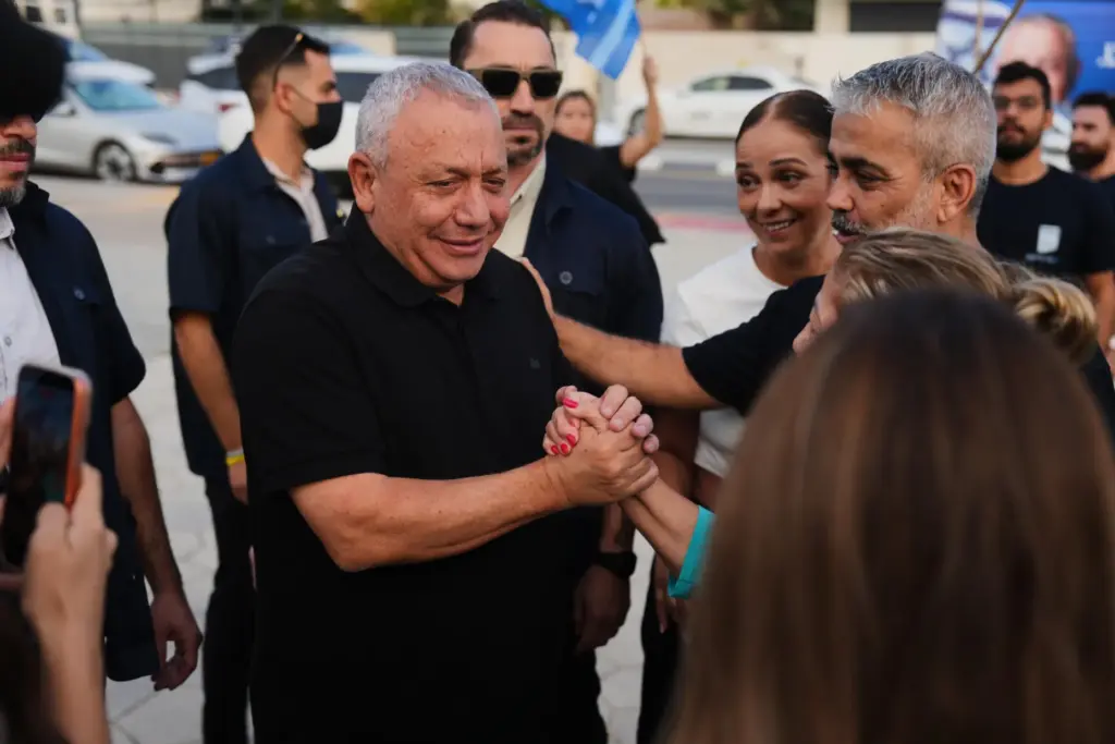 Gadi Eisenkot, leader of the Yashar party, visits a polling station.