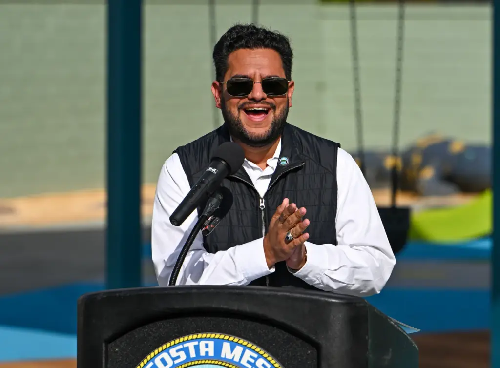 Costa Mesa Mayor Pro Tem Manuel during a ceremony for...