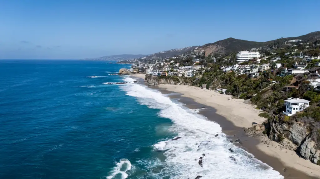 Waves roll up to Thousand Steps Beach in Laguna Beach...
