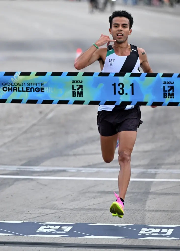 Salvador Capetillo wins the 2026 2XU Long Beach Half-Marathon on...