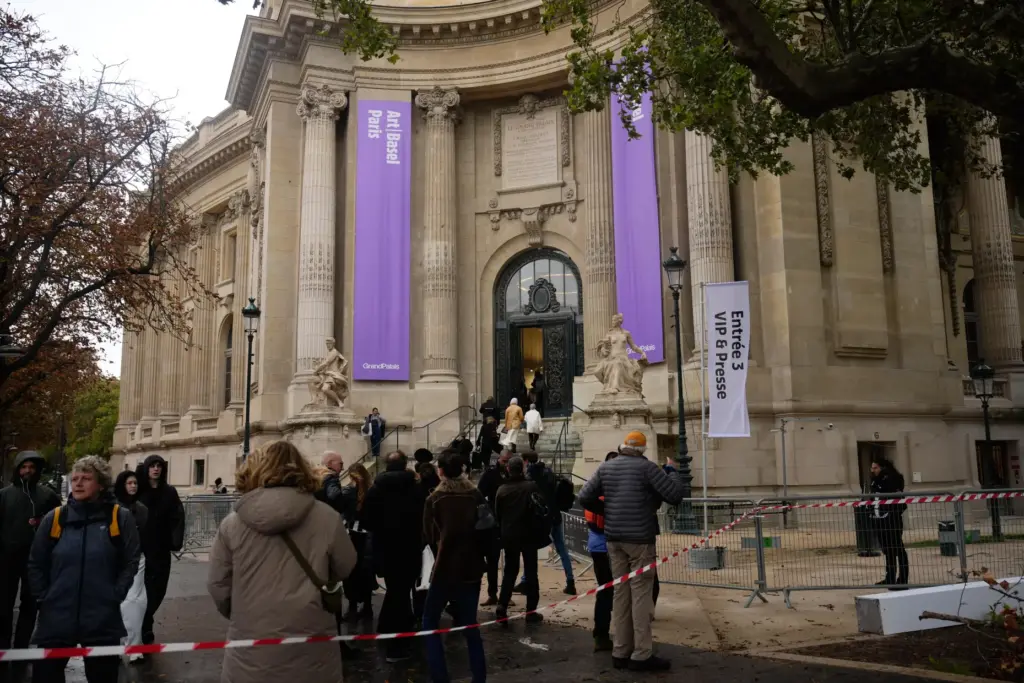 People enter Paris' Grand Palais hosting Art Basel art fair