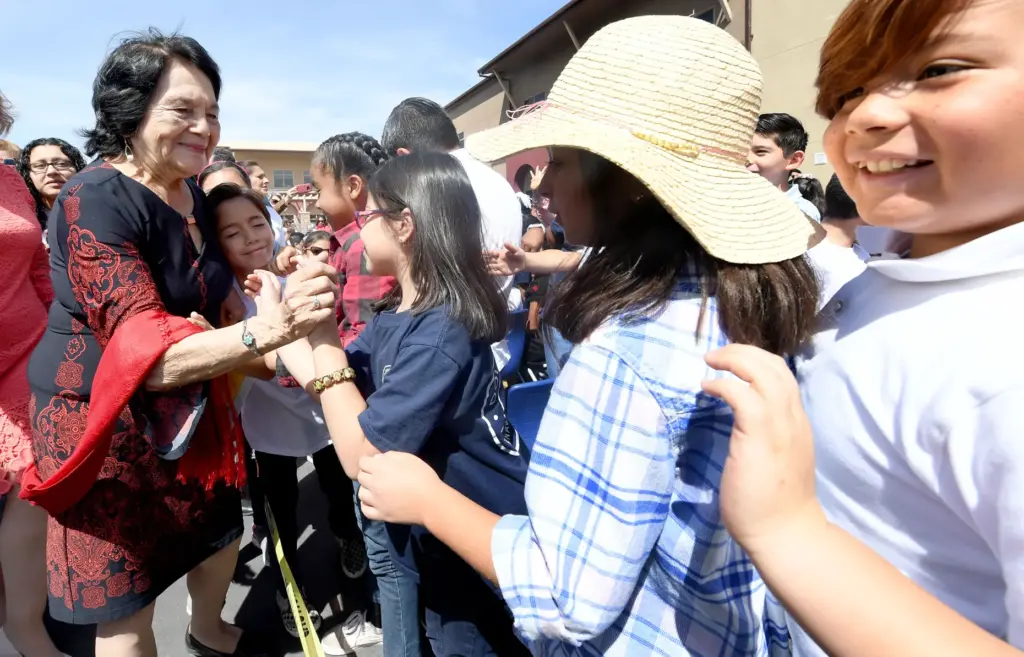 Dolores Huerta speaks with students at the first Dolores Huerta...